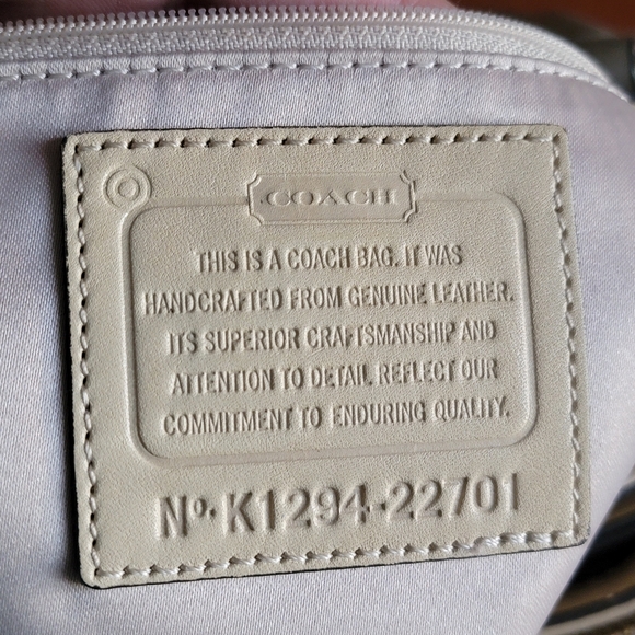 Coach 22701 Madison Kara Carryall Green Tan Cream Leather Brass Y2K Satchel Bag - Picture 14 of 16